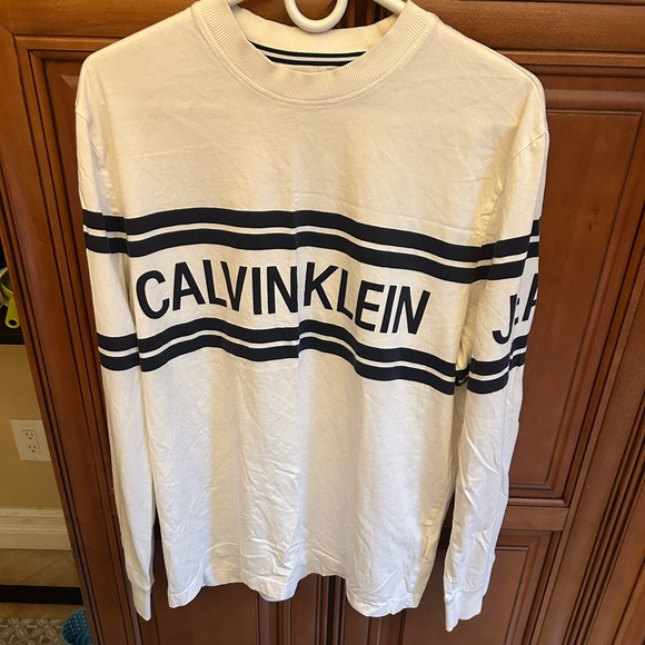 Calvin Klein Cream and Black Logo Sweatshirt - Picture 1 of 5
